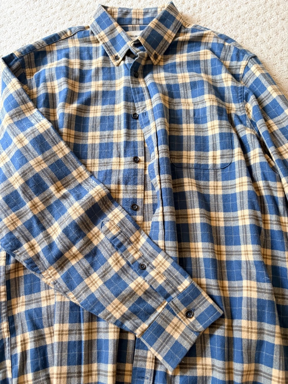 Tayor Stitch "The Jack" button down in Brushed Navy Plaid